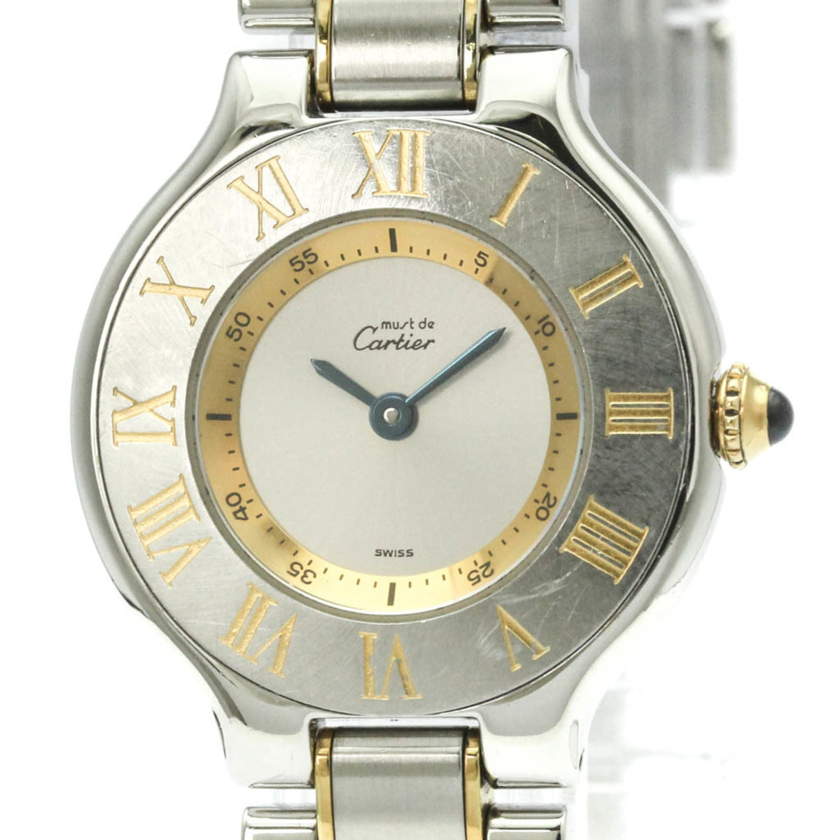 Pre-Owned CARTIER Must 21 Gold Plated Steel Quartz Ladies Watch W10073R6 Polished