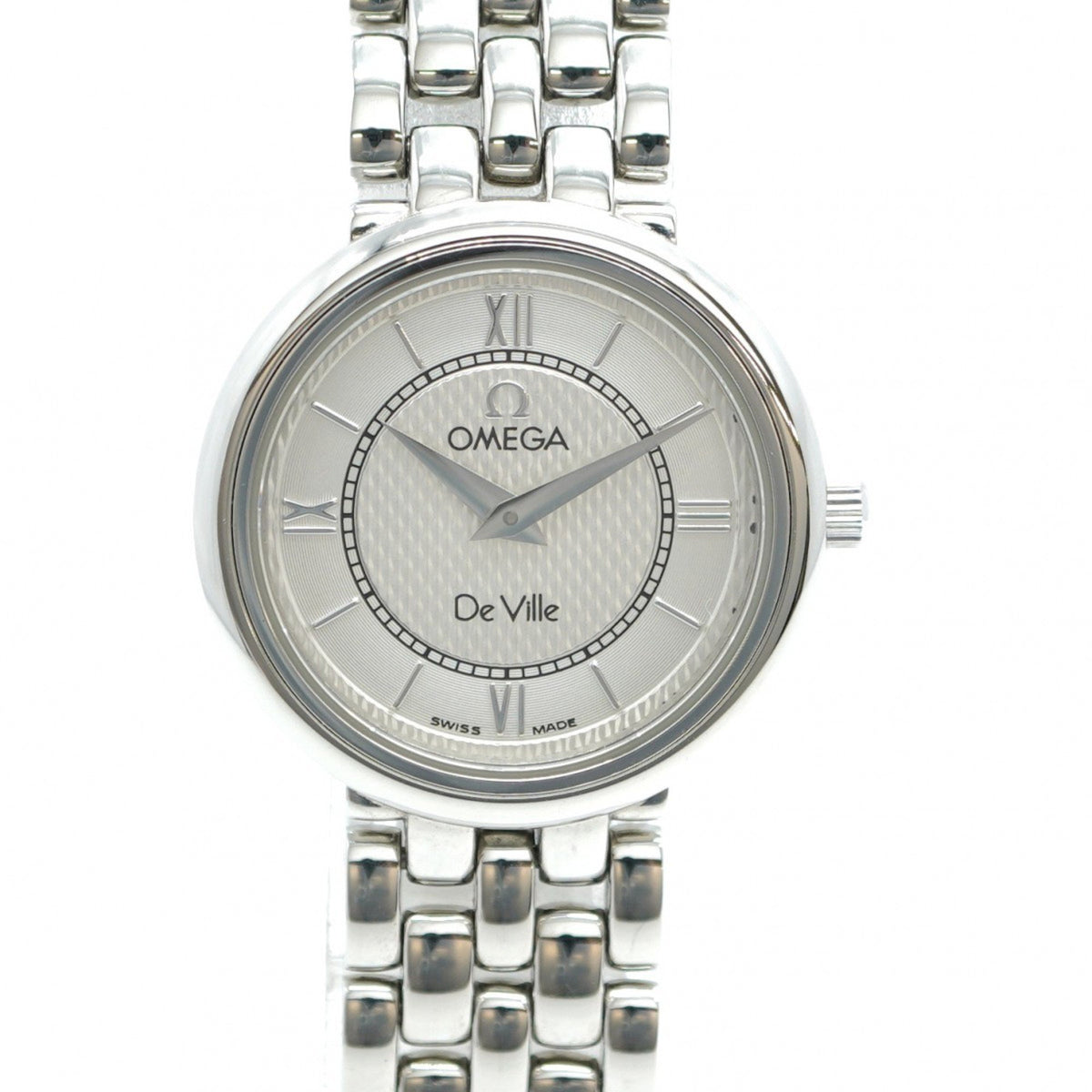 Gebrauchte Omega De Ville 7574.31 Damenuhr mit silbernem Zifferblatt 