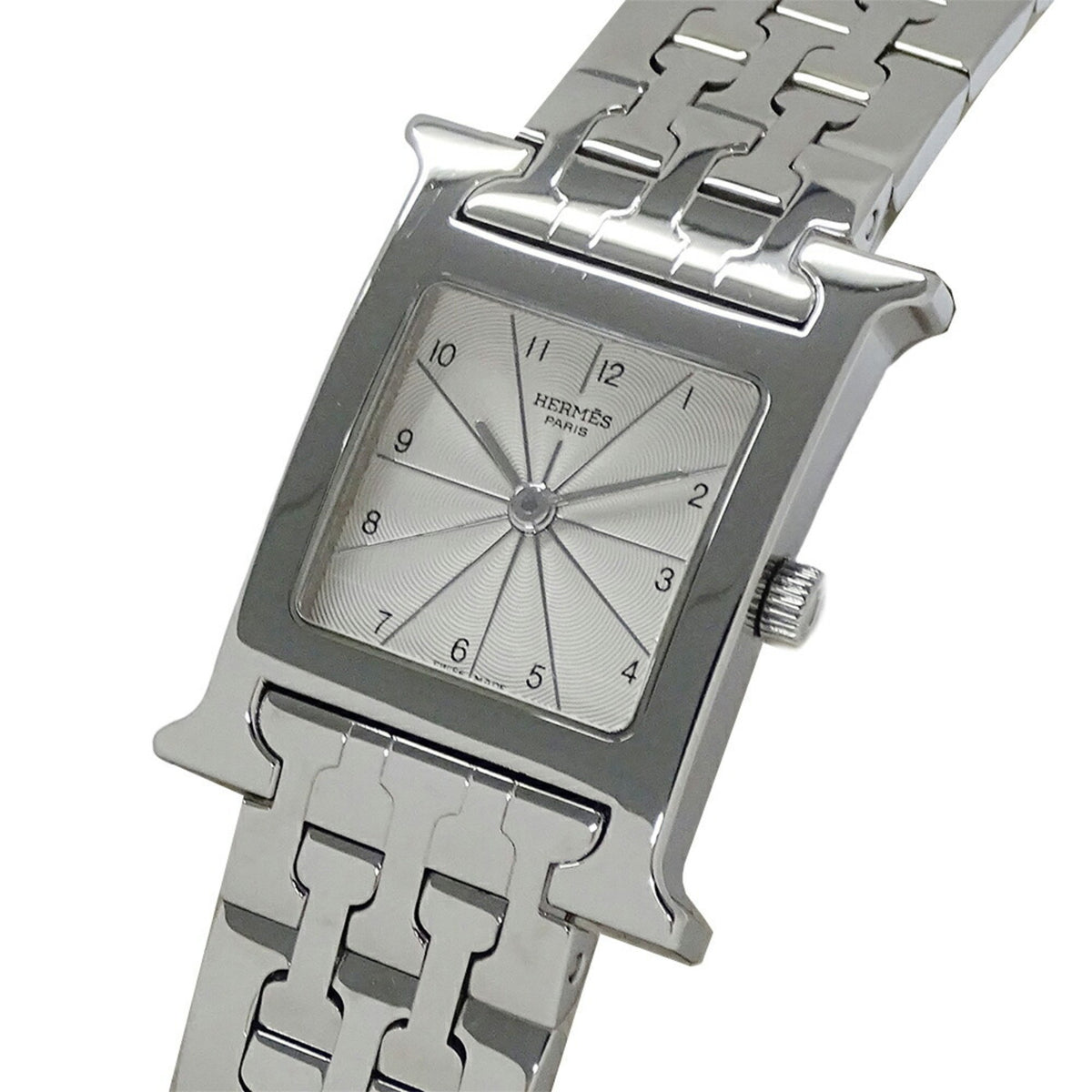 Gebrauchte Hermes HERMES Armbanduhr Damen H Uhr Quarz Edelstahl SS HH1.210 Silber Elfenbein Poliert 