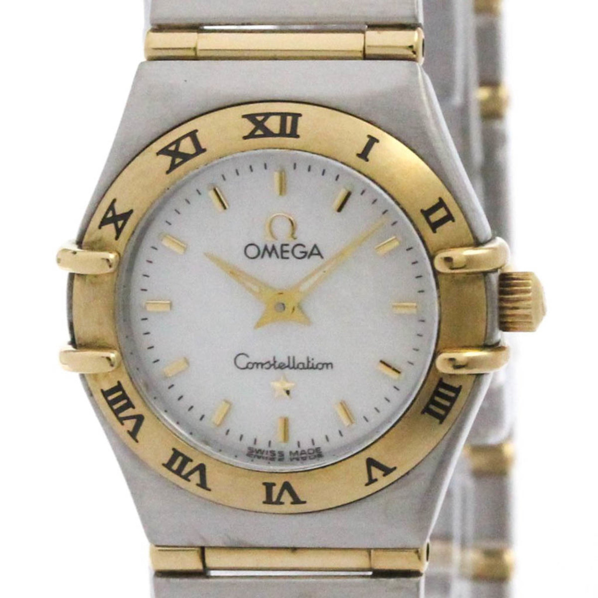Pre-Owned OMEGA Constellation MOP 18K Gold Steel Quartz Watch 1262.70 Polished