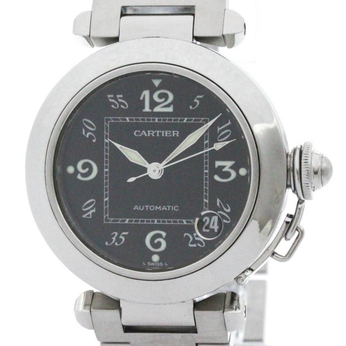 Gebrauchte, polierte Cartier Pasha C Stahl-Automatik-Unisex-Uhr W31043M7 BF580014 
