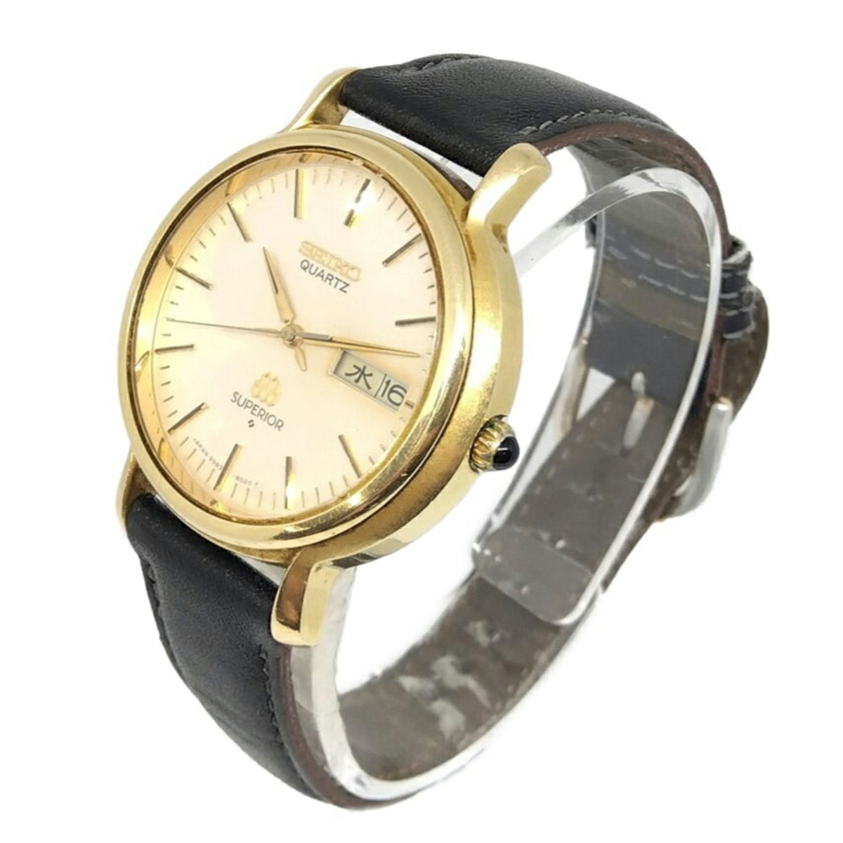 Gebrauchte Seiko 9983-8020 Superior Uhr Twin Quartz Elfenbein Zifferblatt Kappe Gold Herren 