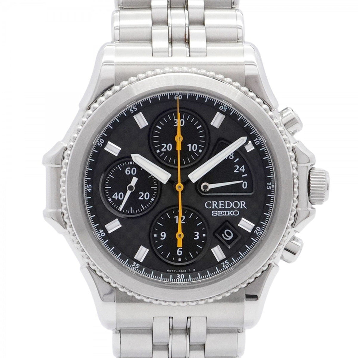 Gebrauchte Seiko Credor 6S77-0A10 Herrenuhr mit schwarzem Zifferblatt 