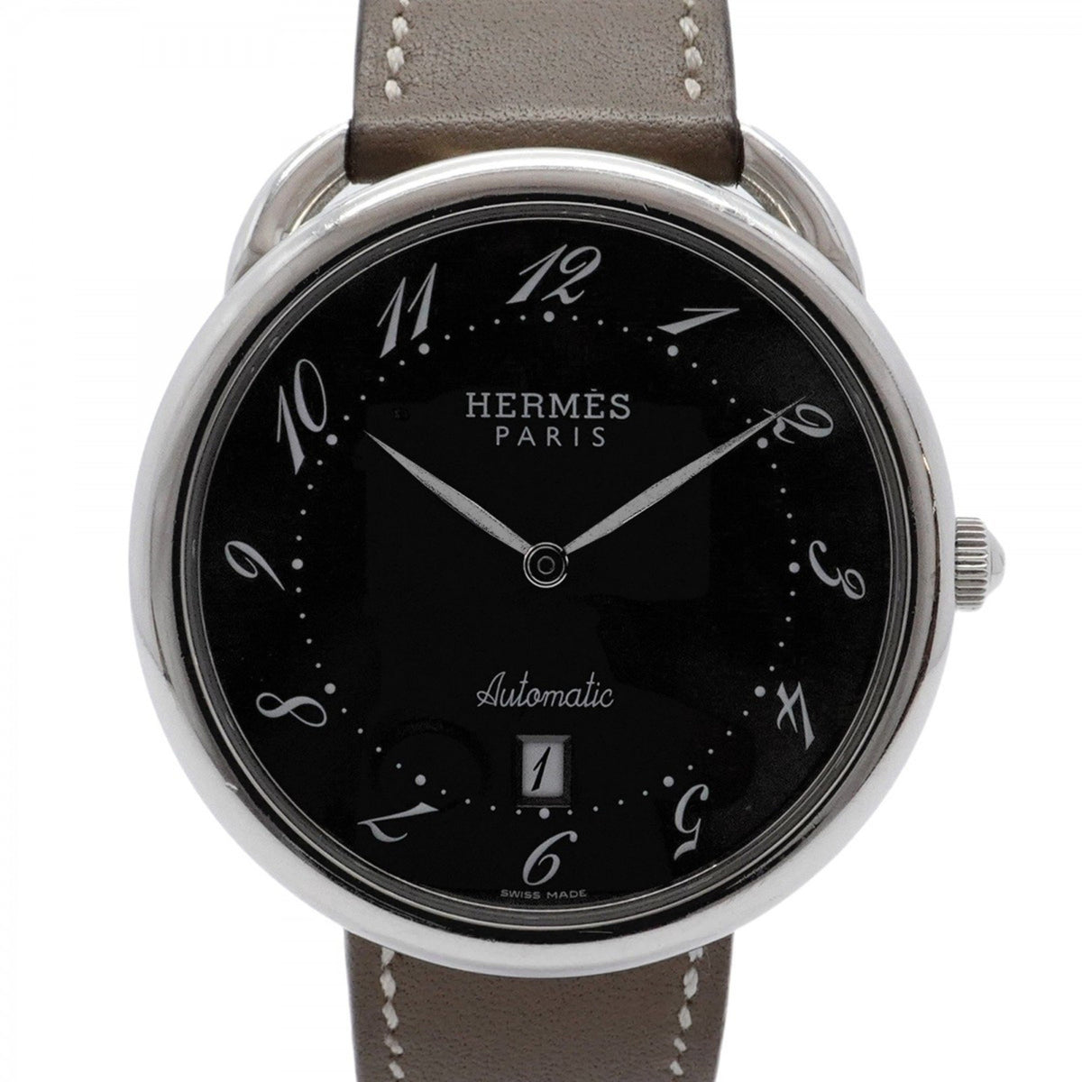 Gebrauchte Herm?s Arceau AR4.810 Herrenuhr mit grauem Zifferblatt 