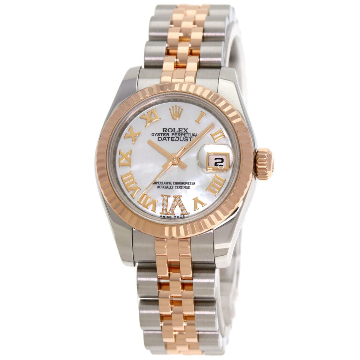 Pre-Owned Rolex 179171NR Datejust VI Diamond Watch in Stainless Steel and 18K Yellow Gold (SSx18KPG) for Women
