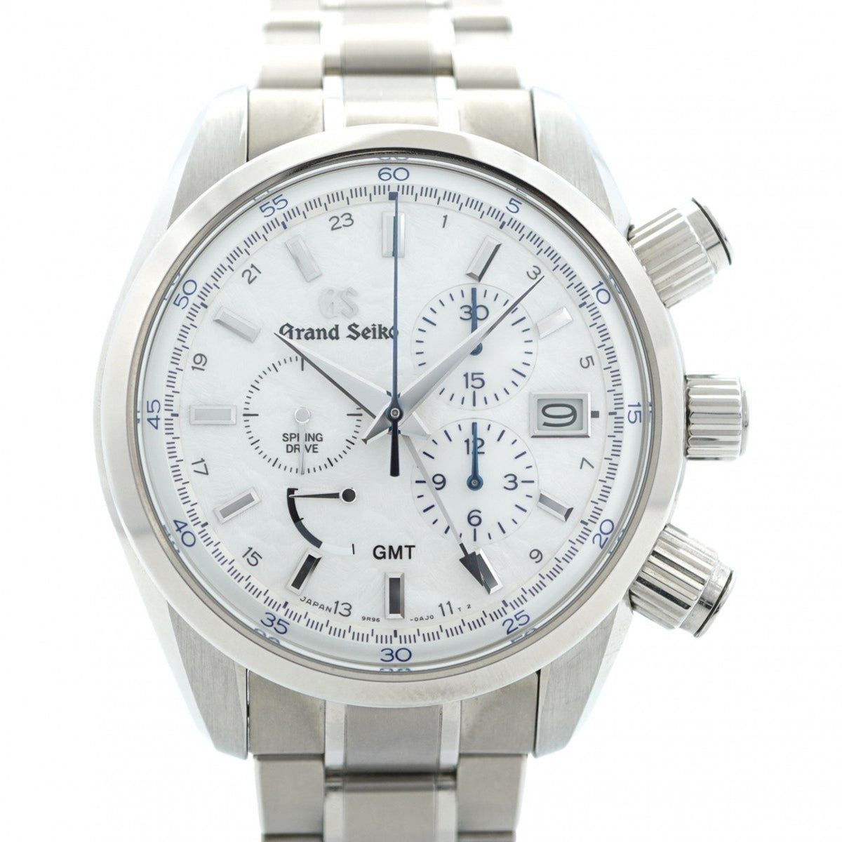 Gebrauchte Seiko Grand 9R96-0AP0 Herrenuhr mit weißem Zifferblatt 