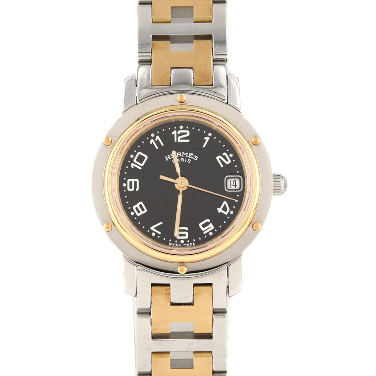 Pre-Owned Herm?s Clipper Two-tone CL4.220 SSxGP Quartz Watch