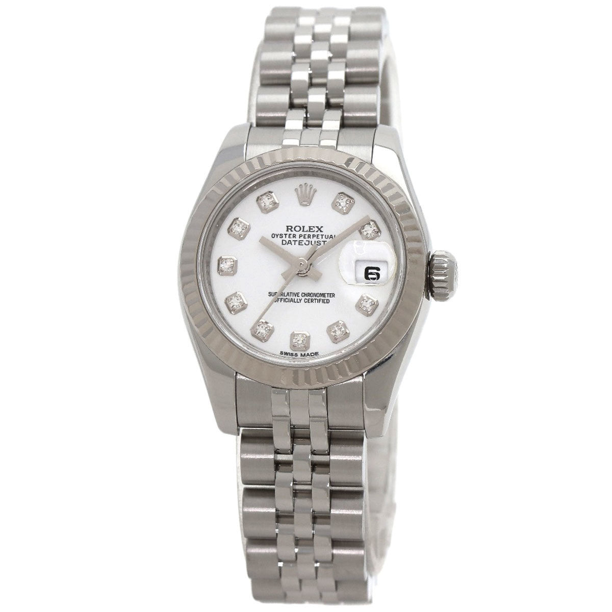 Gebrauchte Rolex 179174G Datejust 10P Diamant Uhr Edelstahl SS K18WG Damen ROLEX 