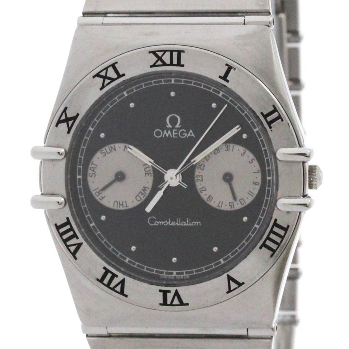 Pre-Owned OMEGA Constellation Day Date Steel Quartz Mens Watch 396.1070 Polished