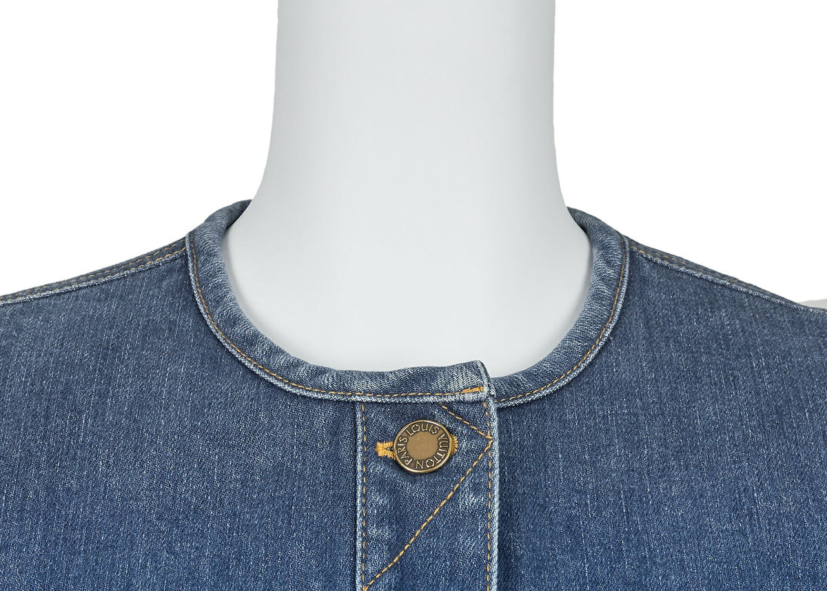 Pre-Owned Vuitton Jeansjacke, Farbverlauf, Baumwolle, Blau, Silberfarbene Hardware, Pre-Owned