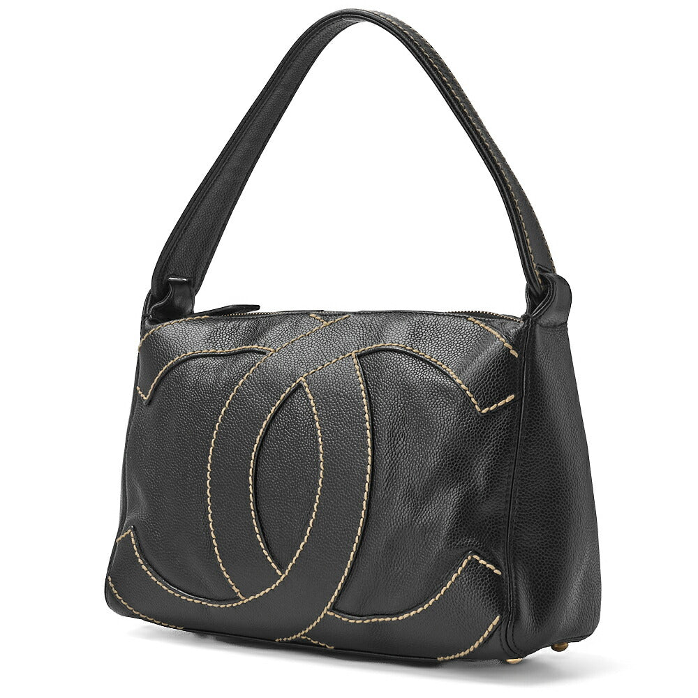 Gebrauchte Umhängetasche, Coco Mark One, Caviar Skin, Schwarz, Goldfarbene Hardware, Gebraucht