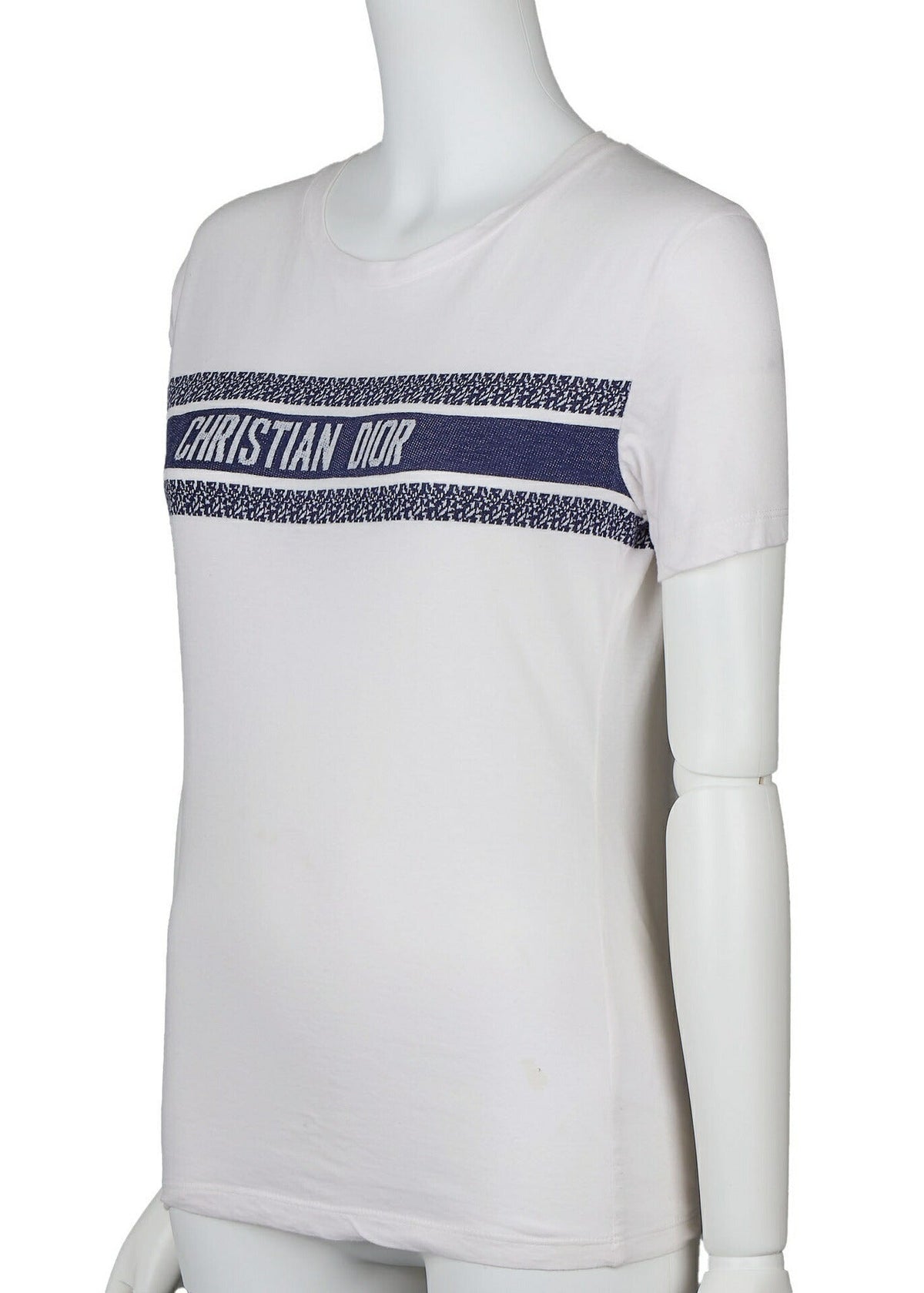 Gebrauchte Tragetasche, Logo-T-Shirt, Schnitt- und Näharbeit, Baumwolle, Weiß, silberfarbene Metallteile, gebraucht