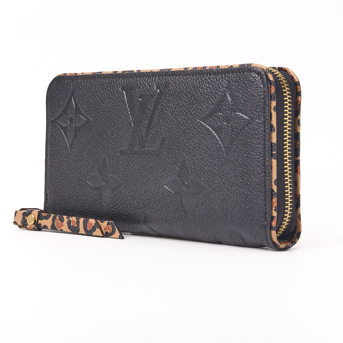 Gebrauchte Vuitton Zippy Geldbörse, Monogramm Unplant, Leder, Schwarz, Goldfarbene Hardware, Gebraucht