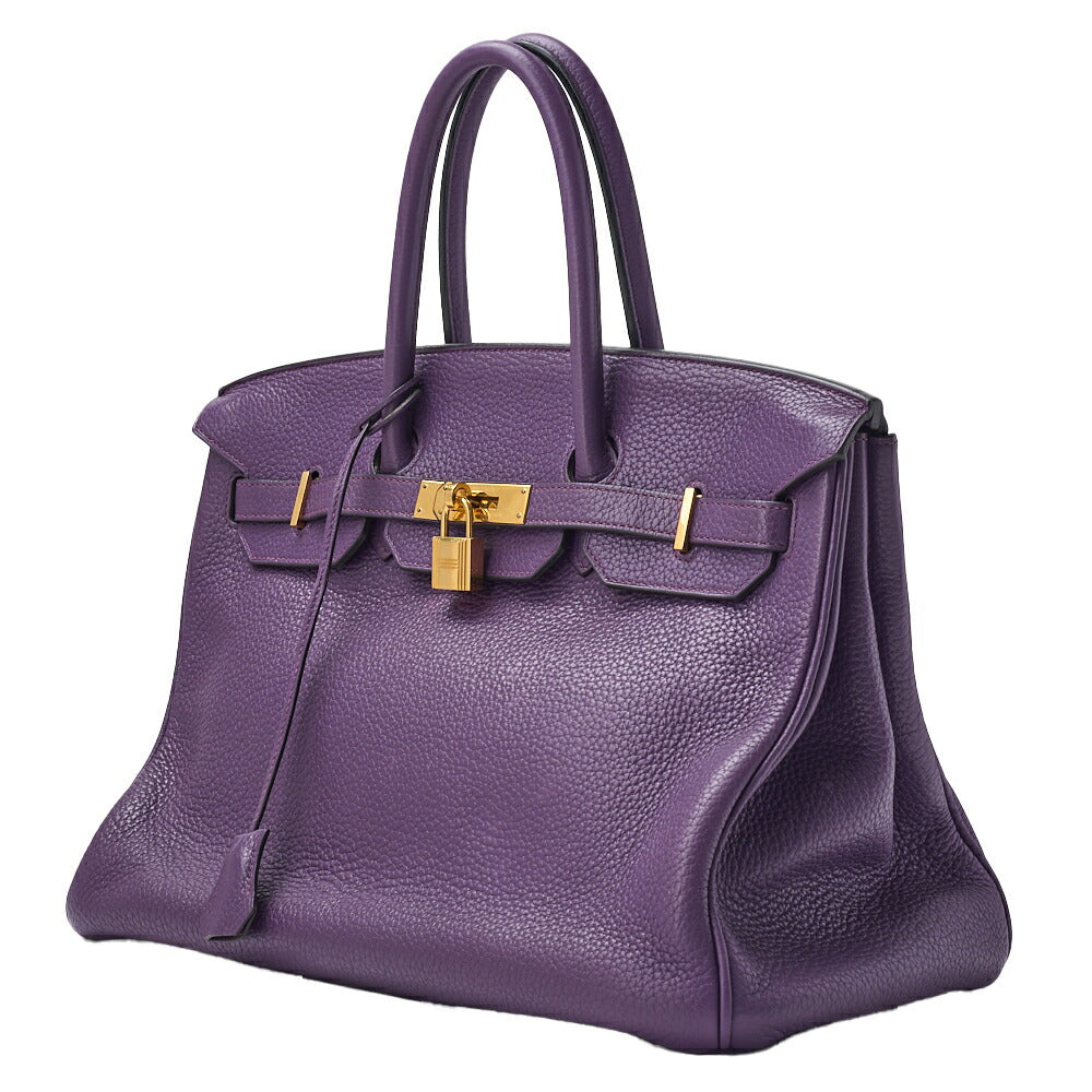 Gebrauchte Birkin 35 Handtasche, Tryon Clemence, Anemone, goldfarbene Metallteile, gebraucht