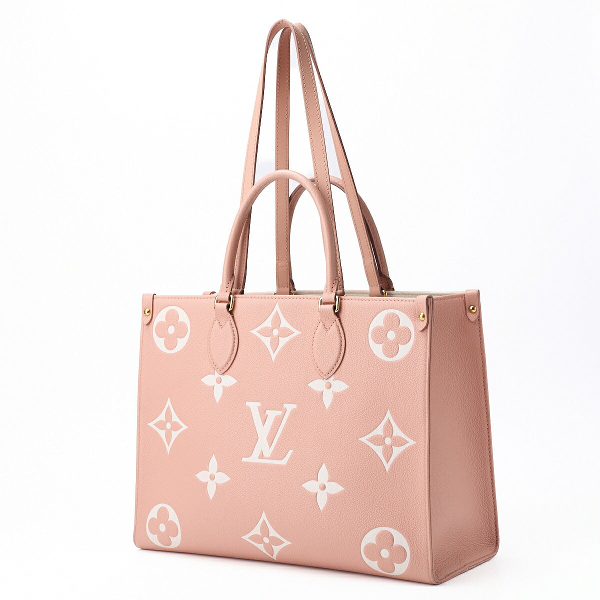 Gebrauchte Vuitton On the Go MM 2WAY Tote Bag Monogramm Riesenrosa Canvas Goldfarbene Hardware Gebraucht