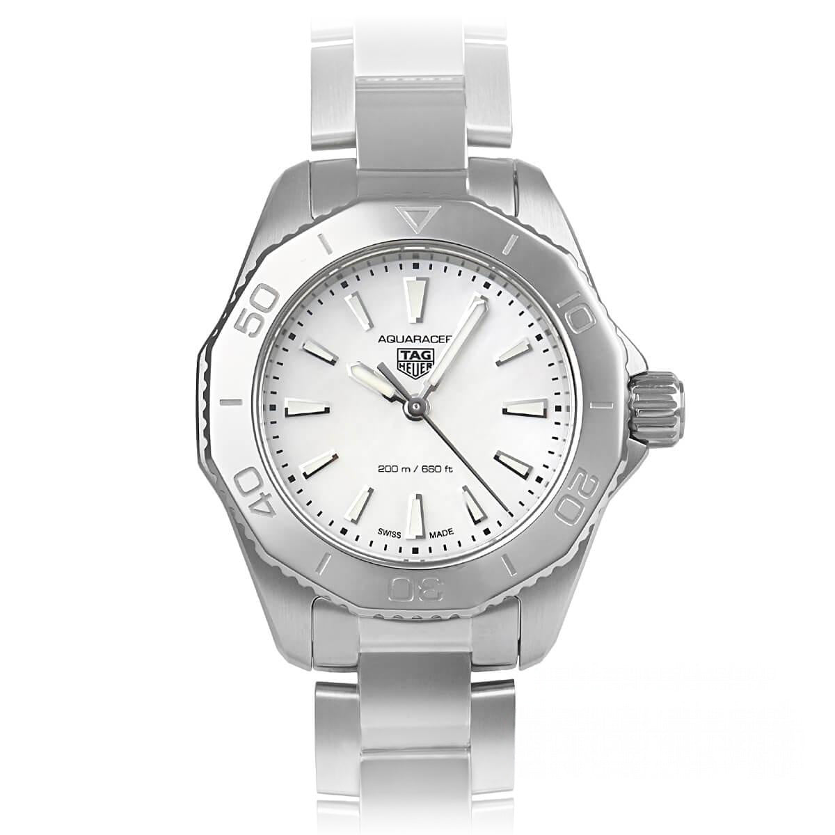 Aquaracer 30,00 mm, weißes Zifferblatt aus Edelstahl – WBP1418.BA0622