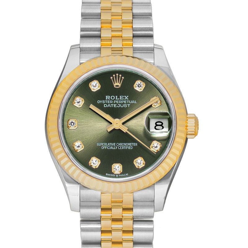 Datejust 31 mm, grünes Zifferblatt aus Edelstahl, Gelbgold 278273-0030