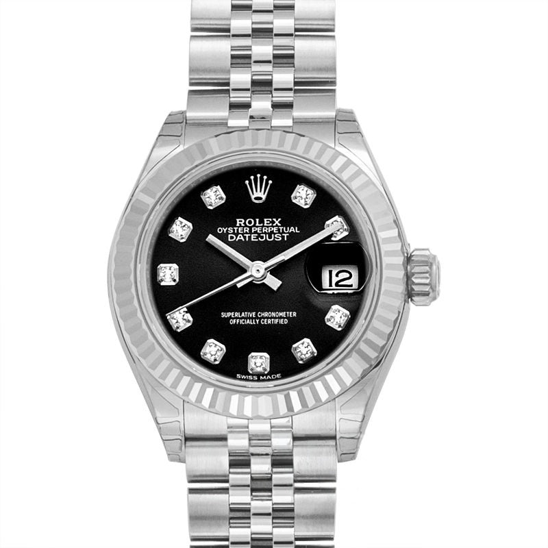Lady Datejust 28 mm, graues Zifferblatt aus Edelstahl, Weißgold 279174 G