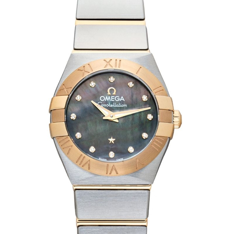 Constellation 24 mm Perlmuttzifferblatt aus Edelstahl, 18 Karat Gelbgold 123.20.24.60.57.006