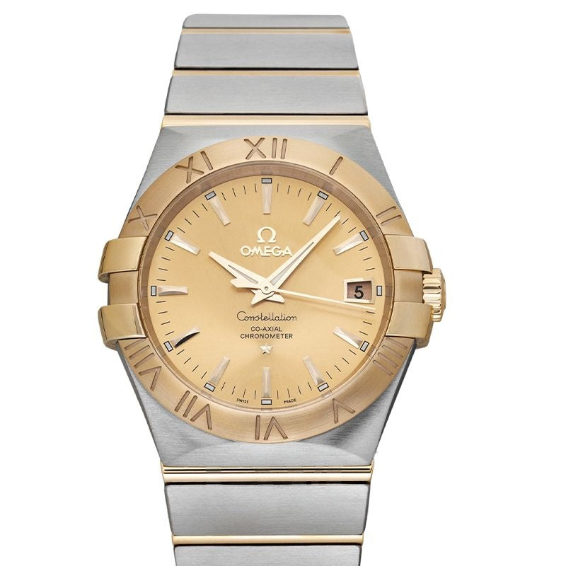 Constellation 35 mm Champagner-Zifferblatt aus Edelstahl, 18 Karat Gelbgold 123.20.35.20.08.001