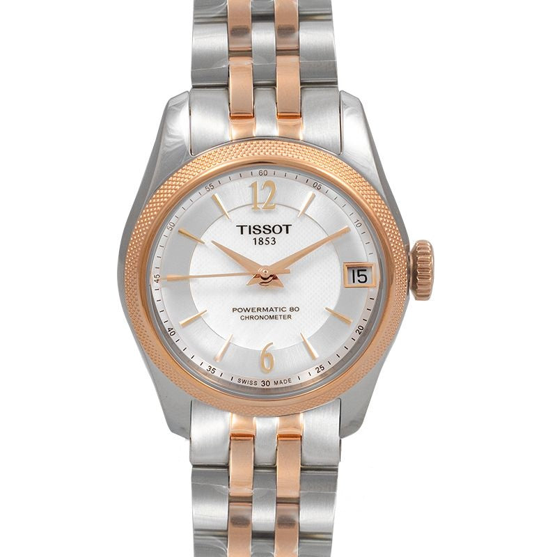 T-Classic 30,6 mm weißes Perlmuttzifferblatt aus Edelstahl T108.208.22.117.01