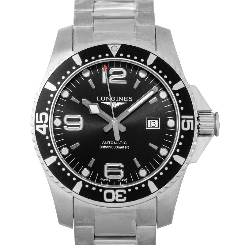 HydroConquest 44 mm schwarzes Zifferblatt aus Edelstahl L38414566