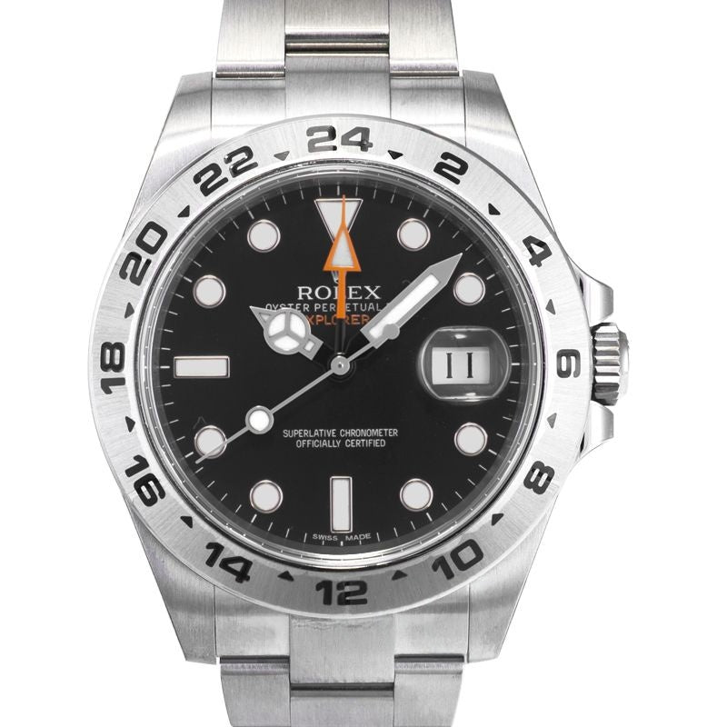 Explorer II 42 mm schwarzes Zifferblatt aus Edelstahl 216570-0002