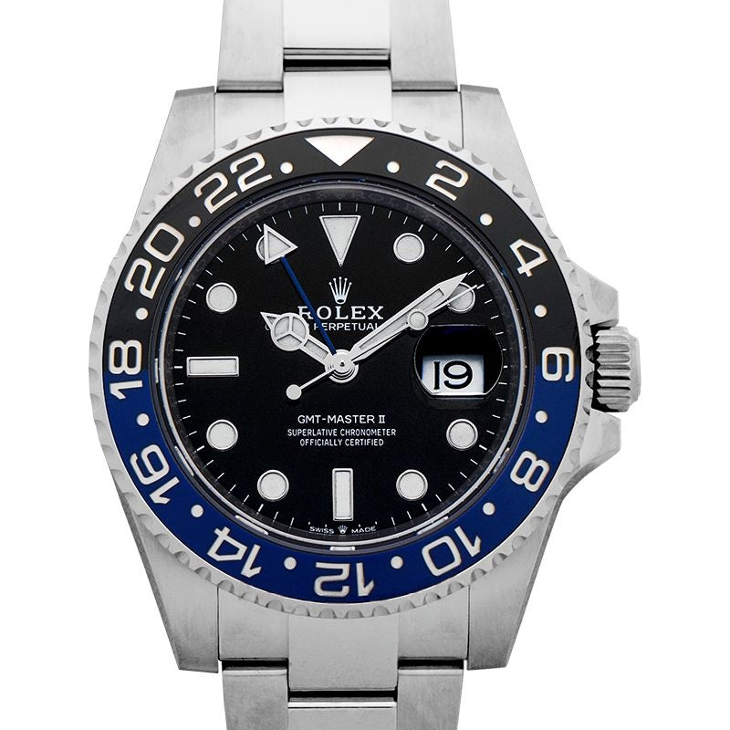GMT Master II 40 mm schwarzes Zifferblatt aus Edelstahl 126710BLNR-0003