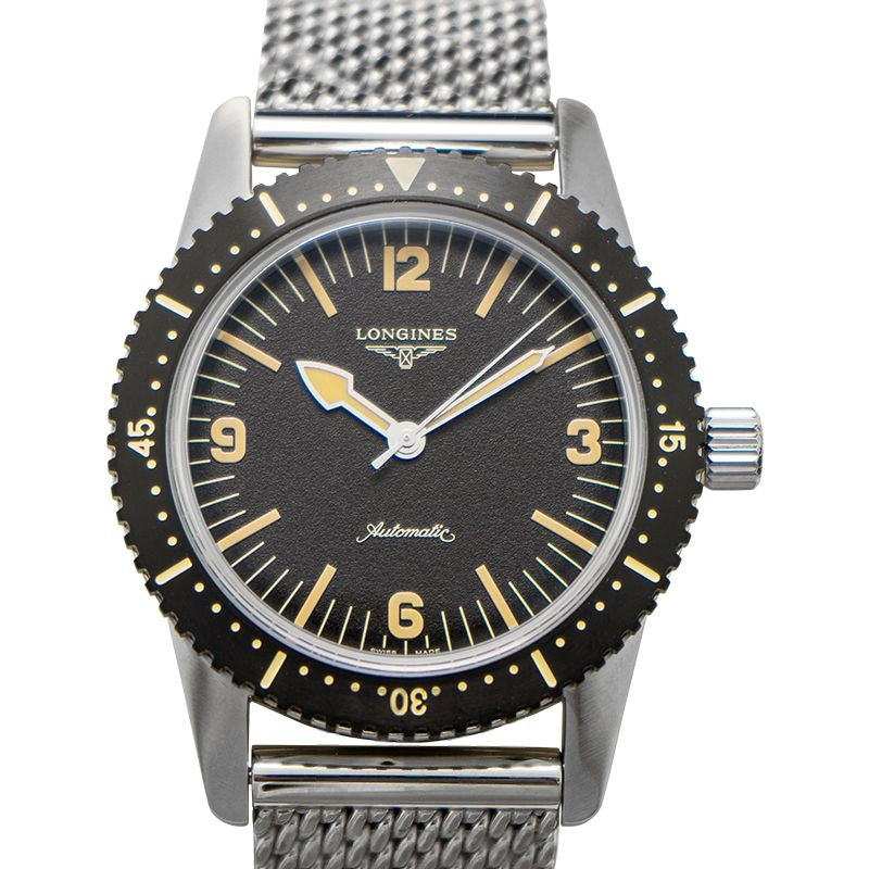 Longines Heritage – 42,00 mm, schwarzes Zifferblatt aus Edelstahl L28224566
