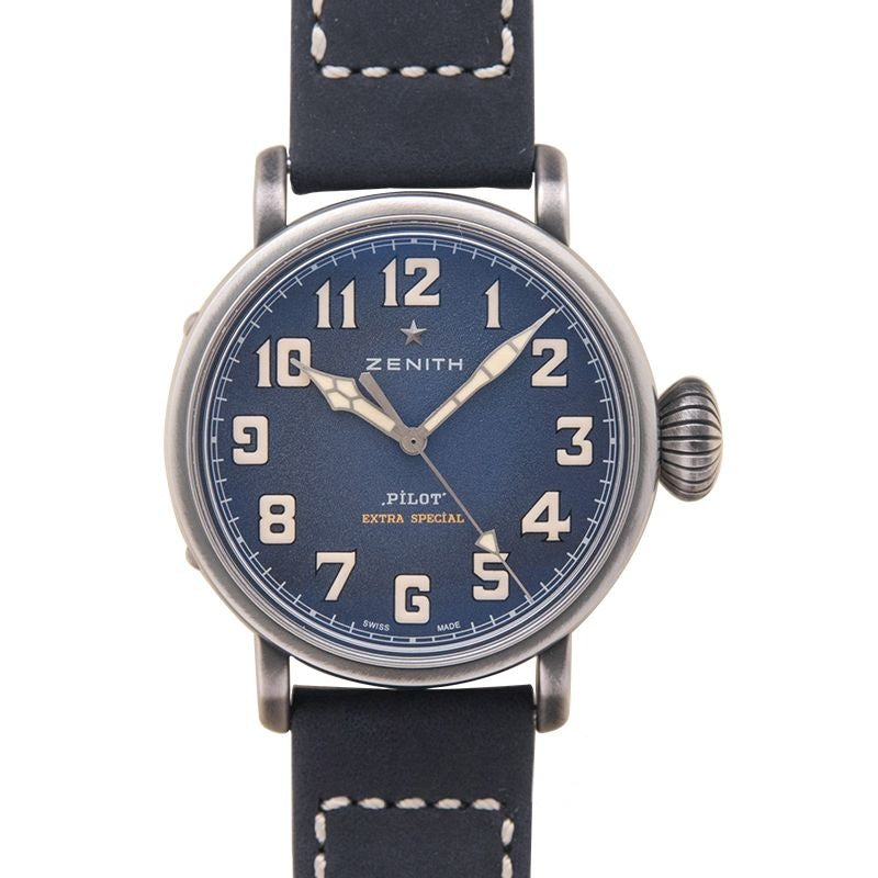 Pilot 40 mm blaues Zifferblatt aus Edelstahl 11.1942.679/53.C808
