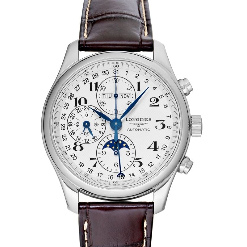 Die Longines Master Collection 42 mm silbernes Zifferblatt aus Edelstahl L27734783