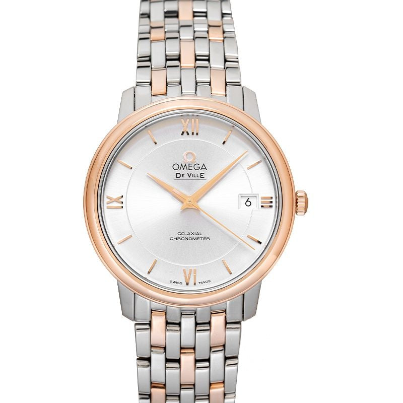 De Ville 36,8 mm silbernes Zifferblatt aus Edelstahl, 18 Karat Roségold 424.20.37.20.02.002