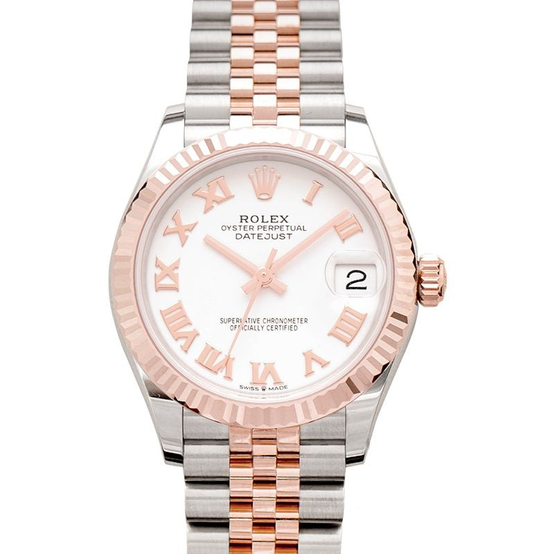 Datejust 31 mm, weißes Zifferblatt aus Edelstahl, Everose-Gold 278271-0002