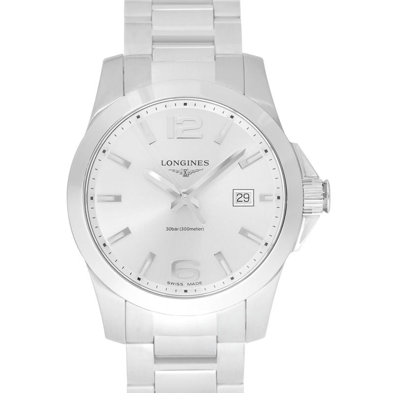 Longines Conquest 41 mm silbernes Zifferblatt aus Edelstahl L37594766
