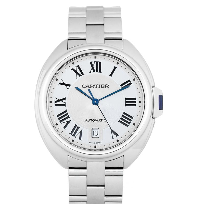 Clède Cartier, 40 mm, silbernes Zifferblatt aus Edelstahl, WSCL0007