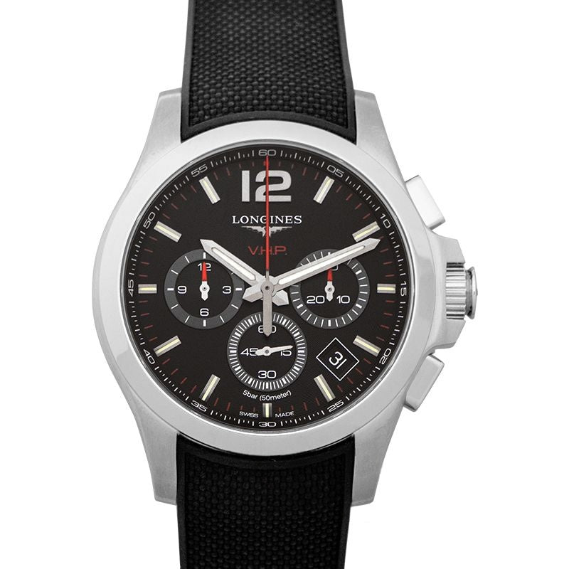 Longines Conquest 42 mm schwarzes Zifferblatt aus Edelstahl L37174569