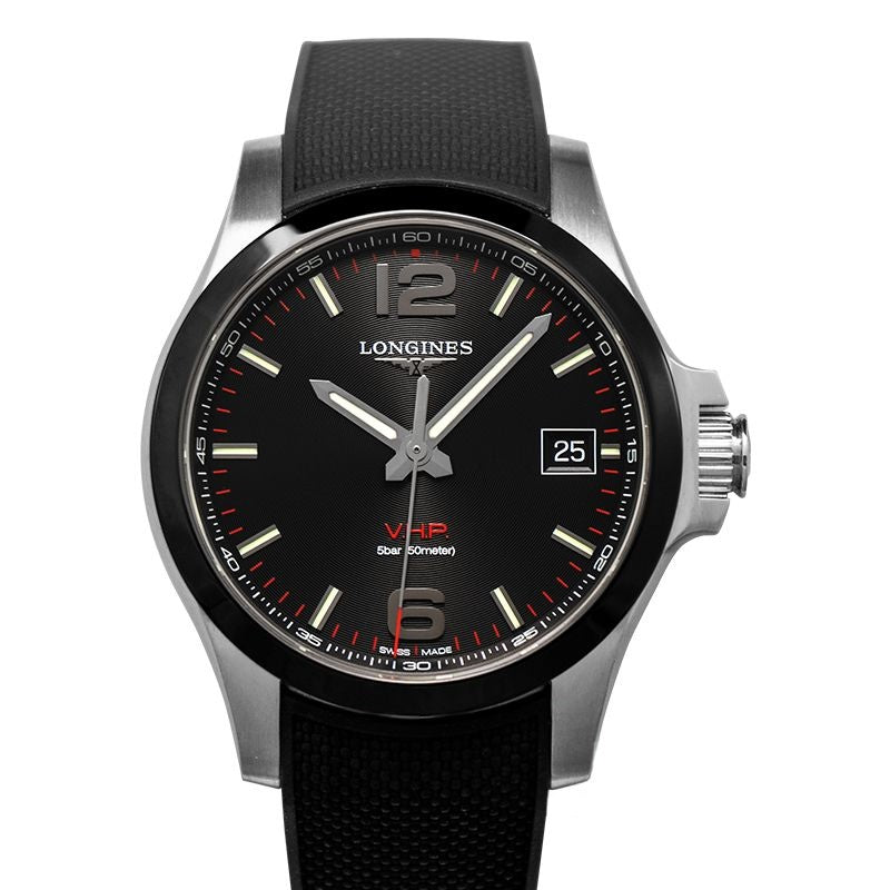 Longines Conquest 41 mm schwarzes Zifferblatt aus Edelstahl L37194569