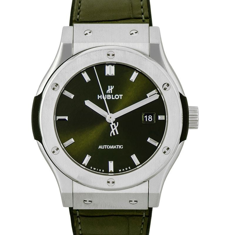 Classic Fusion 42 mm, grünes Zifferblatt aus Titan, 542.NX.8970.LR