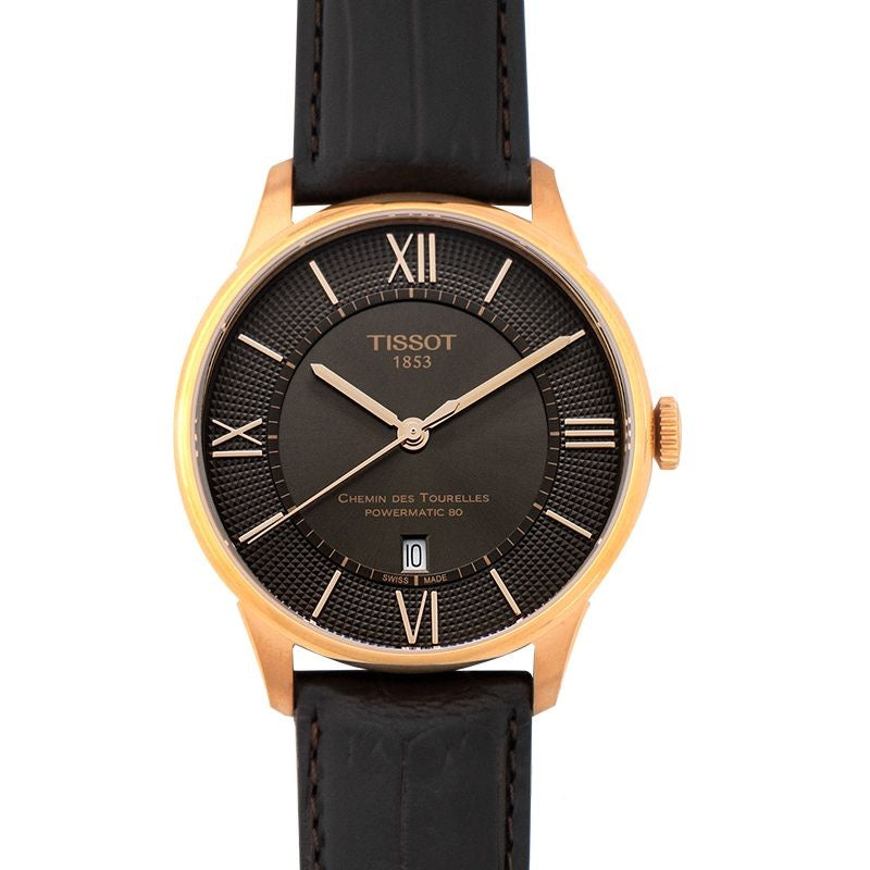 T-Classic 42 mm braunes Zifferblatt aus Edelstahl T099.407.36.448.00