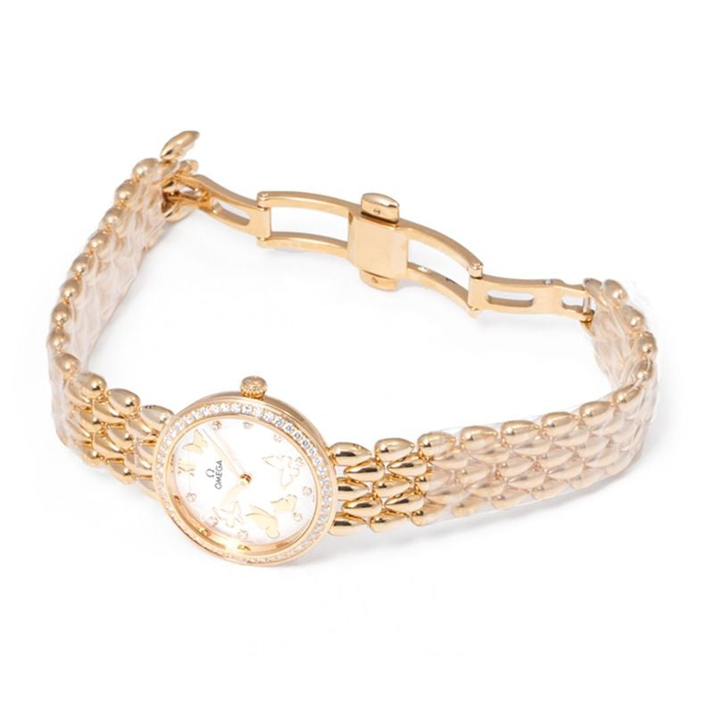 De Ville 27,4 mm Perlmuttzifferblatt in 18 Karat Gelbgold 424.55.27.60.55.005