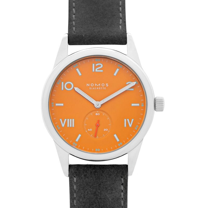 Club 38,5 mm orangefarbenes Zifferblatt aus Edelstahl 729