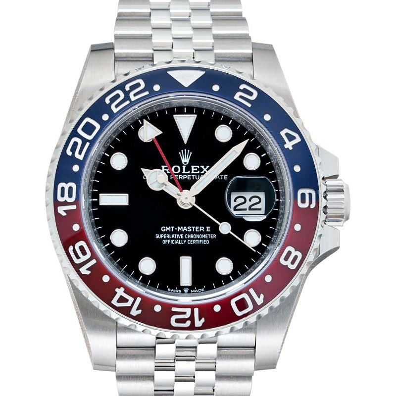 GMT Master II 40 mm schwarzes Zifferblatt aus Edelstahl 126710blro