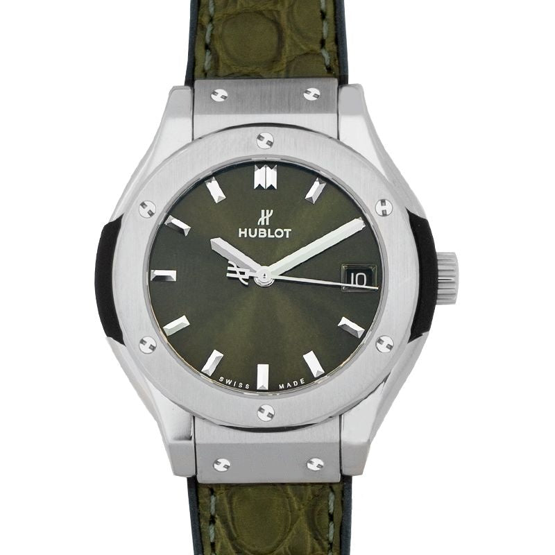 Classic Fusion 33 mm, grünes Zifferblatt aus Titan, 581.NX.8970.LR
