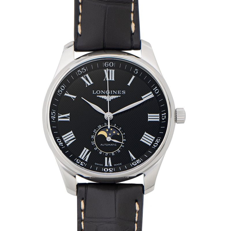 Die Longines Master Collection 42 mm schwarzes Zifferblatt aus Edelstahl L29194517