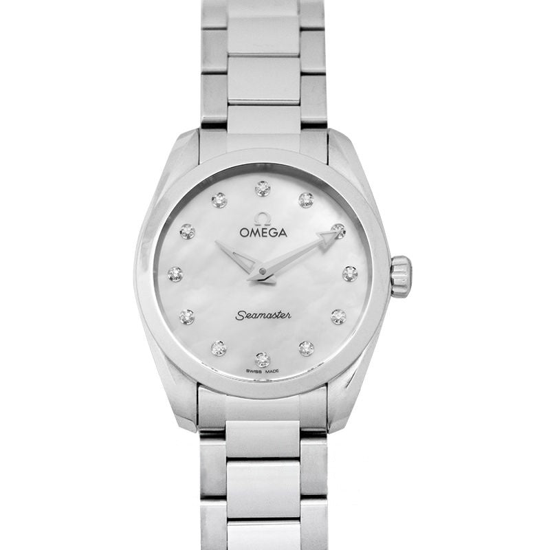 Seamaster 28 mm weißes Perlmuttzifferblatt aus Edelstahl 220.10.28.60.55.001