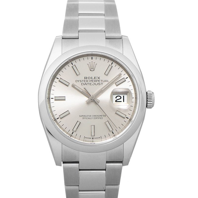 Datejust 36 mm, silbernes Zifferblatt aus Edelstahl 126200-0002