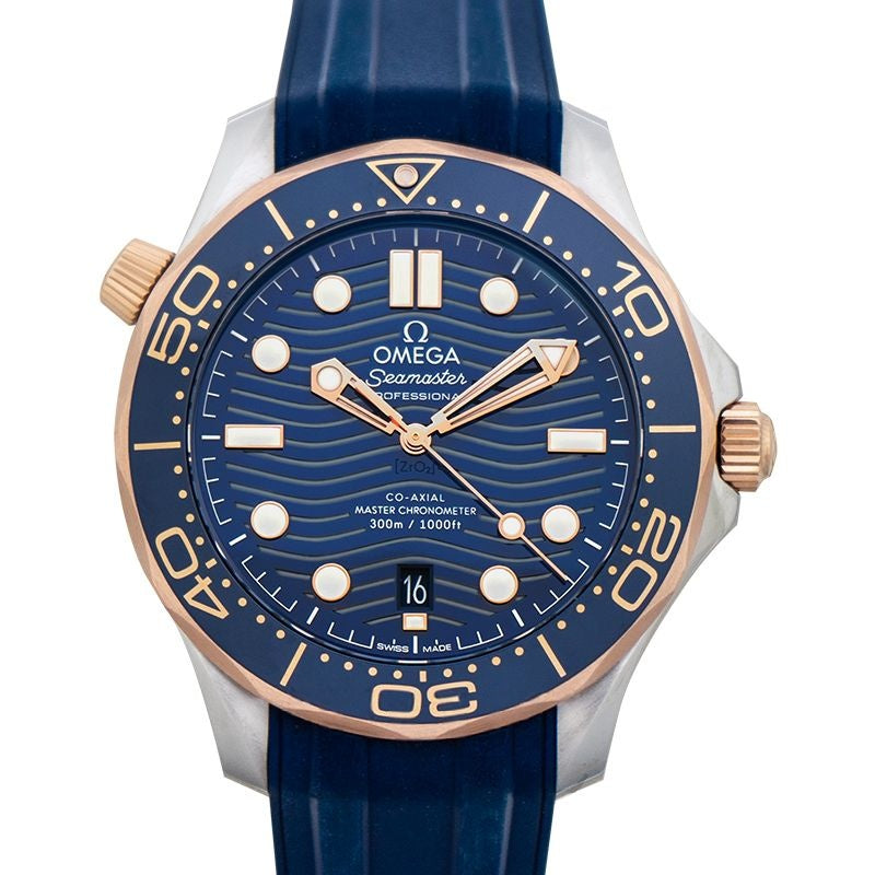 Seamaster 42 mm, blaues Zifferblatt aus Edelstahl, Sedna-Gold 210.22.42.20.03.002
