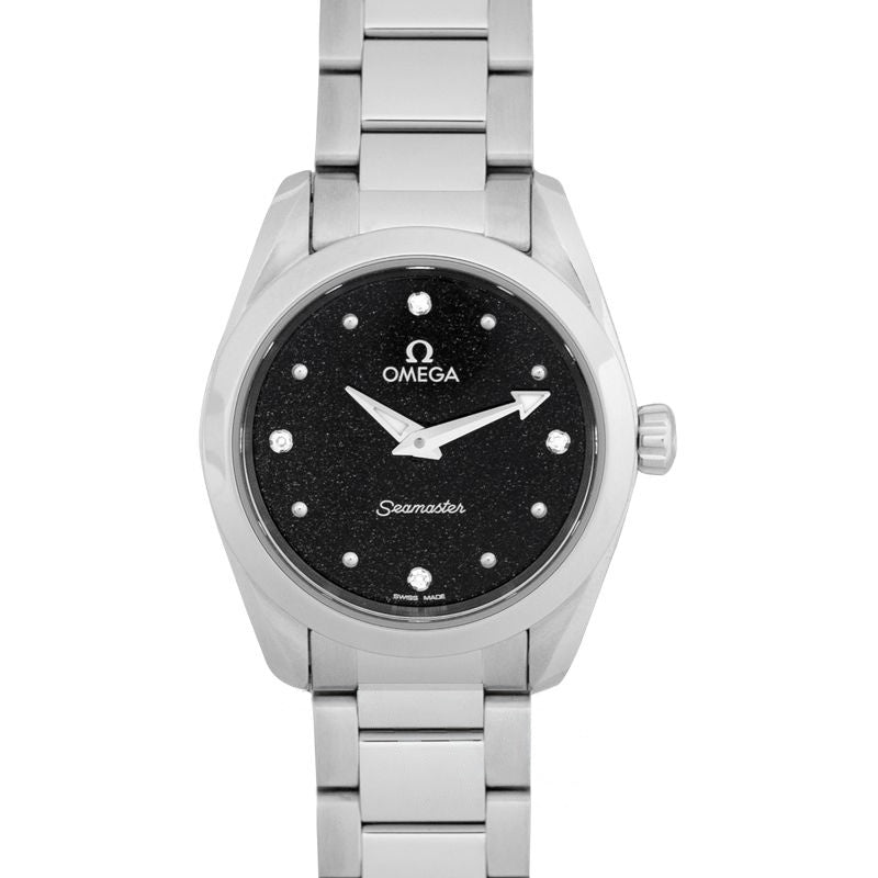 Seamaster 28 mm schwarzes Zifferblatt aus Edelstahl 220.10.28.60.51.001