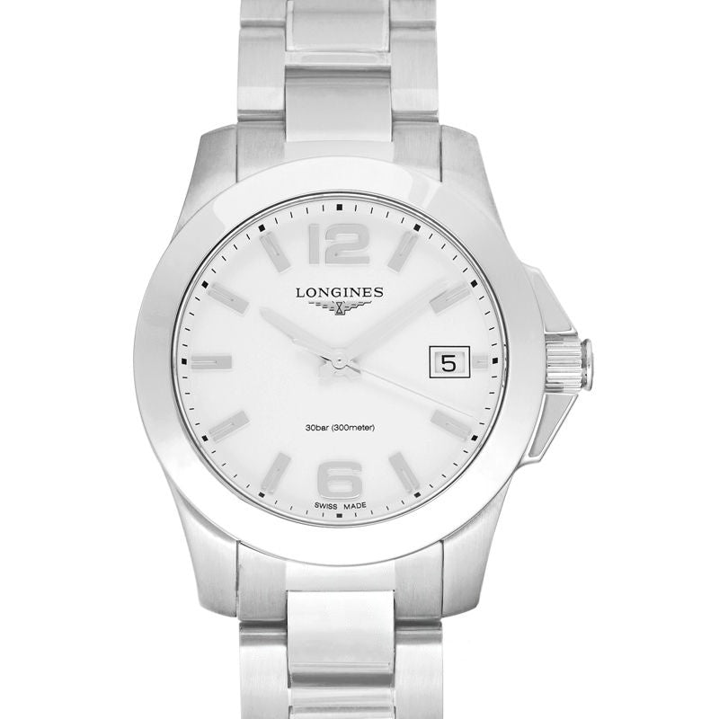 Longines Conquest – 34,00 mm, weißes, mattes Zifferblatt aus Edelstahl, L33774166