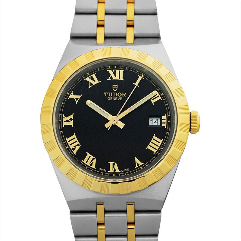 Tudor Royal 38 mm schwarzes Zifferblatt aus Edelstahl 28503-0006